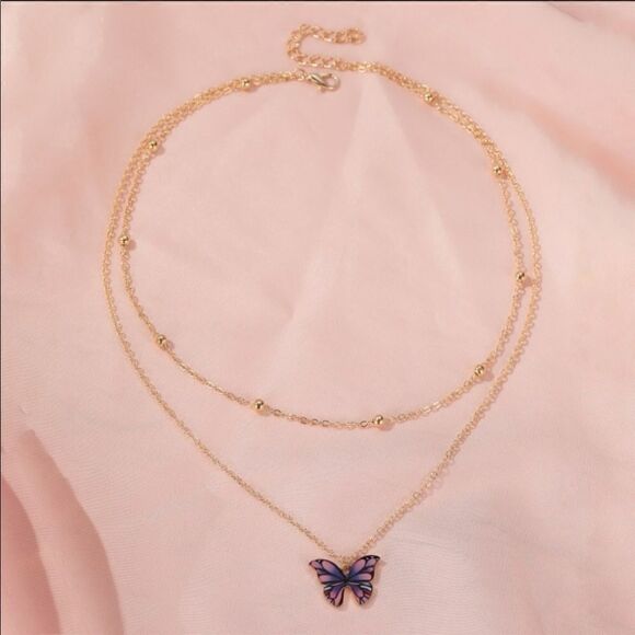 Necklace Butterfly Double layered versatile cute - Picture 4 of 9